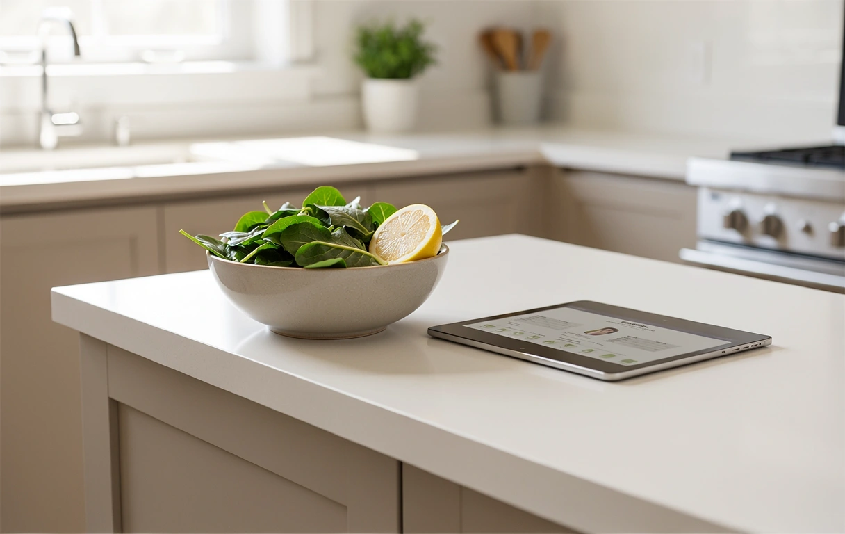 Fresh ingredients on a minimalist counter